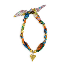 Load image into Gallery viewer, Tied to You Adjustable Scarf Necklace with Waterproof Heart/Flower Charms