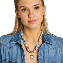 Load image into Gallery viewer, Tied to You Adjustable Scarf Necklace with Waterproof Heart/Flower Charms