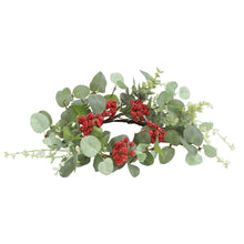 Load image into Gallery viewer, Eucalyptus with Red and Yellow Flowers - Candle Ring and Pick