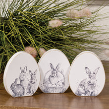 Load image into Gallery viewer, Easter Bunny Sketch Wooden Egg Blocks