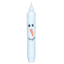 Load image into Gallery viewer, Snowy Snowman Face Battery Operated Taper Candle