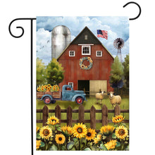 Load image into Gallery viewer, Sunflower Barn Garden Flag