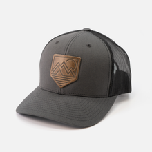 Load image into Gallery viewer, Range Sunset Hat | Leather Patch Trucker Hat