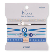 Load image into Gallery viewer, "Resist" Blue Evil Eye Hair Tie Bracelets