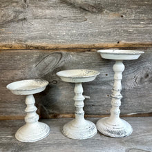 Load image into Gallery viewer, Rustic White Pedestal Stands