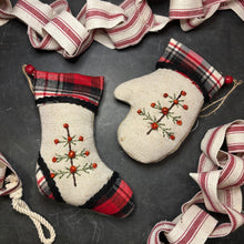 Load image into Gallery viewer, Plaid Mitten and Stocking Ornaments