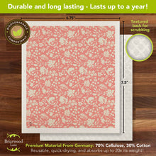 Load image into Gallery viewer, Delicate Pink Floral Swedish Dishcloth