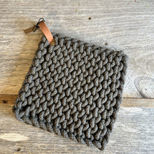 Load image into Gallery viewer, Crochet Pot Holder with Leather Loop