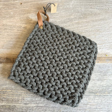 Load image into Gallery viewer, Crochet Pot Holder with Leather Loop