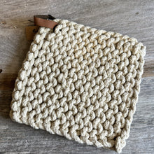 Load image into Gallery viewer, Crochet Pot Holder with Leather Loop