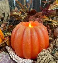 Load image into Gallery viewer, Orange Pumpkin Carved Moving Flame LED Candles
