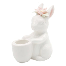 Load image into Gallery viewer, Porcelain Bunny Taper Holder and Flower Head Bunny Figurines