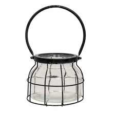 Load image into Gallery viewer, Glass Jar In Black Metal Carrier