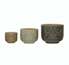 Load image into Gallery viewer, Decorative Stoneware Owl Containers