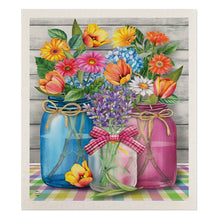Load image into Gallery viewer, Spring Floral Jars Swedish Dishcloth