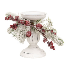 Load image into Gallery viewer, Snow Sprinkled Pine & Berry Pillar Holder
