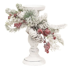 Load image into Gallery viewer, Snow Sprinkled Pine & Berry Pillar Holder