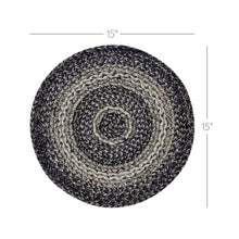 Load image into Gallery viewer, Sawyer Mill Black White Jute Trivet 15 inch Diameter