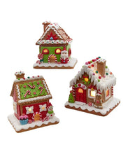 Load image into Gallery viewer, Battery Operated LED Red, White & Green Gingerbread House Table Pieces