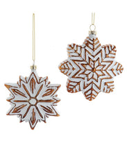 Load image into Gallery viewer, Glass Distressed White & Gold Snowflake Ornaments