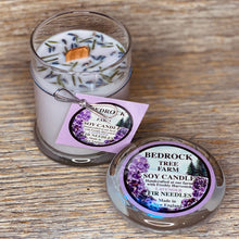 Load image into Gallery viewer, Bedrock Tree Farms use the fir needles trimmed from their sheared branches to help create authentic smelling 100% Non GMO Soy wax clean-burning candles.
