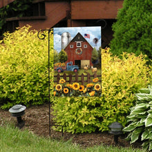 Load image into Gallery viewer, Sunflower Barn Garden Flag
