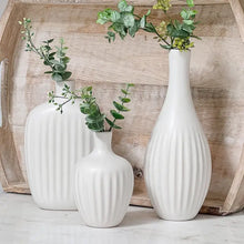 Load image into Gallery viewer, White Textured Ceramic Minimalist Vase
