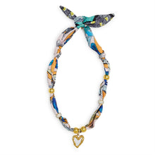 Load image into Gallery viewer, Tied to You Adjustable Scarf Necklace with Waterproof Heart/Flower Charms
