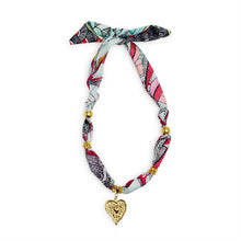 Load image into Gallery viewer, Tied to You Adjustable Scarf Necklace with Waterproof Heart/Flower Charms
