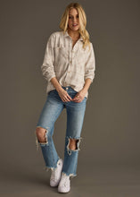 Load image into Gallery viewer, Tan, Brown &amp; Gray Plaid Button Up
