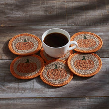 Load image into Gallery viewer, Harvest Blessings Natural Stencil Pumpkin Coaster
