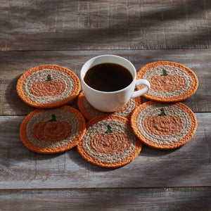 Harvest Blessings Natural Stencil Pumpkin Coaster