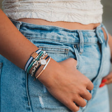Load image into Gallery viewer, "Anchor" White &amp; Gold Nautical Charm Hair Tie Bracelets
