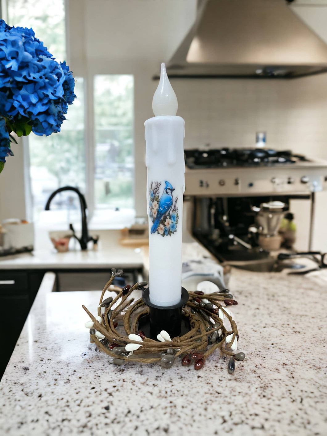 Blue Jay Spring Bird Battery Operated Timer Taper Candles