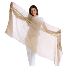 Load image into Gallery viewer, Woven Whimsy Crochet Inset Soft and Gauzy Scarf

