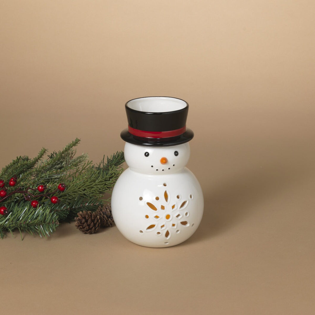 Ceramic Holiday Snowman Candleholder