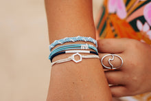 Load image into Gallery viewer, "Dream" Silver Hexagon Charm Blue Hair Tie Bracelets
