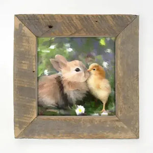 Bunny with Chick Small Framed Print