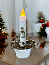 Load image into Gallery viewer, Vintage Snowman Christmas Battery Operated Taper Candles
