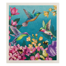 Load image into Gallery viewer, Springtime Hummingbirds Swedish Dishcloth

