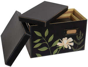 Set of 3 - Leafy Floral File Box