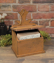 Load image into Gallery viewer, Distressed Wooden Mustard Pineapple Top Recipe Box
