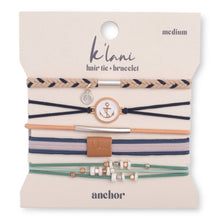 Load image into Gallery viewer, "Anchor" White &amp; Gold Nautical Charm Hair Tie Bracelets
