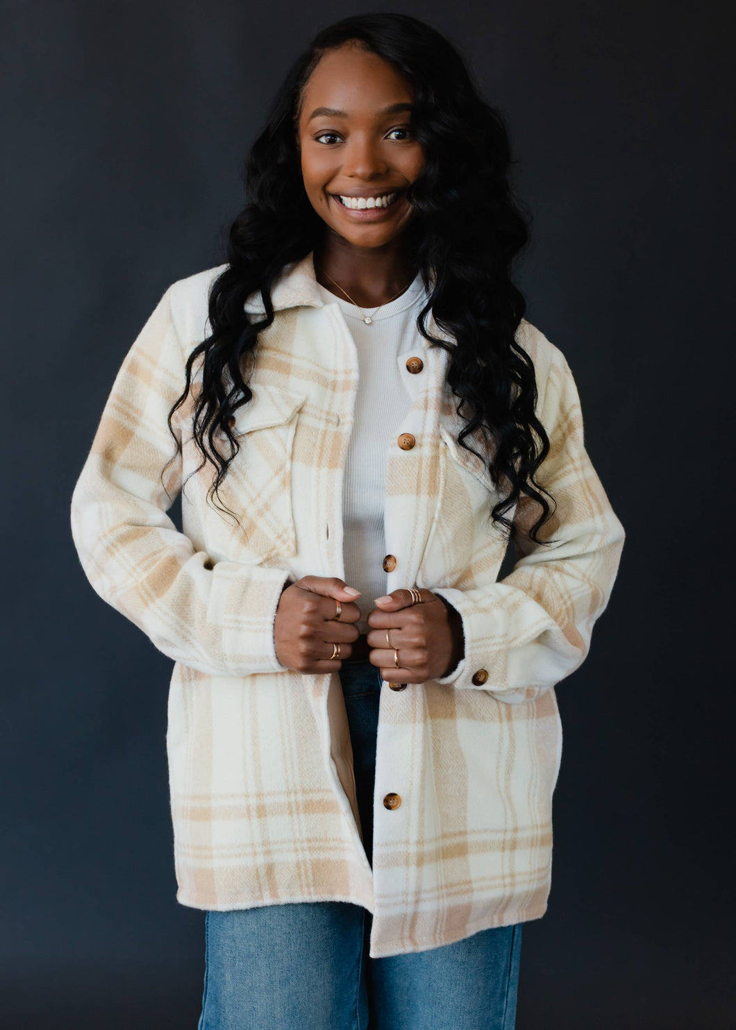 Tan and Cream Plaid Jacket