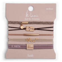 Load image into Gallery viewer, "Faith" Gold Cross Hair Tie Bracelet Set
