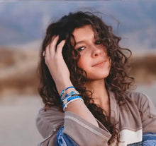 Load image into Gallery viewer, "Resist" Blue Evil Eye Hair Tie Bracelets
