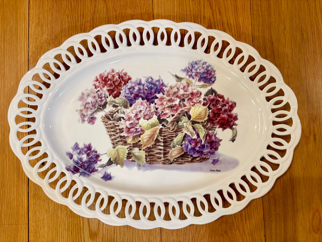 Hydrangea Open Work Porcelain Platter