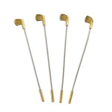 Load image into Gallery viewer, Set of 4 Gold Golf Club Stirrers on Gift Card
