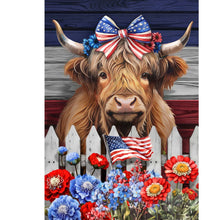 Load image into Gallery viewer, Patriotic Highland Cow Garden Flag
