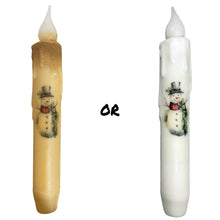 Load image into Gallery viewer, Vintage Snowman Christmas Battery Operated Taper Candles
